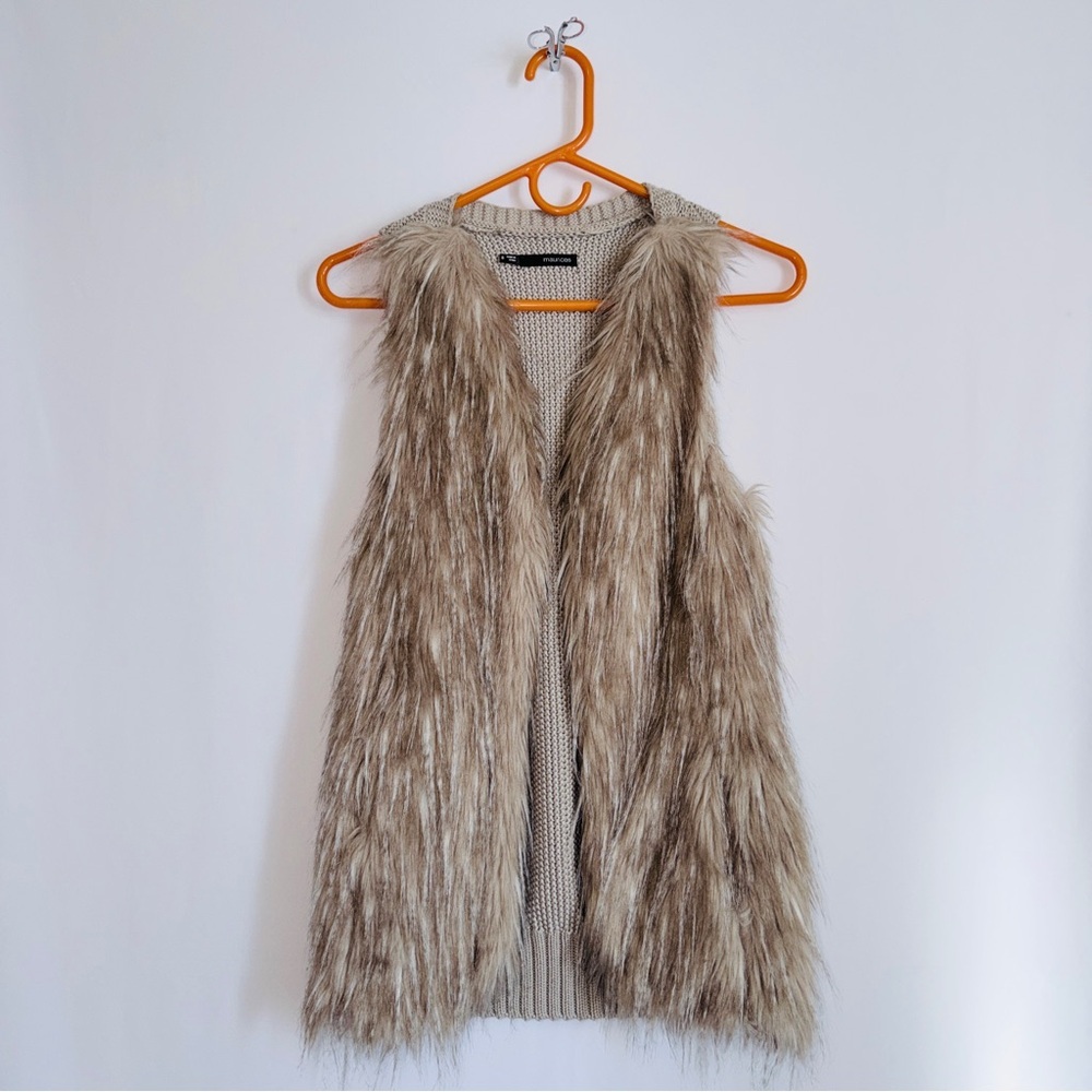 Cream Faux Fur & Knit Vest with Pockets Coastal Cowgirl 🤠